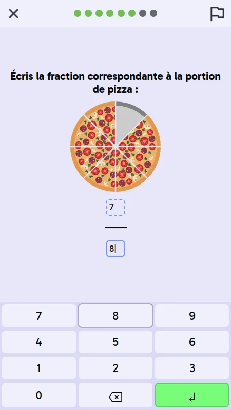 Exercice fraction pizza